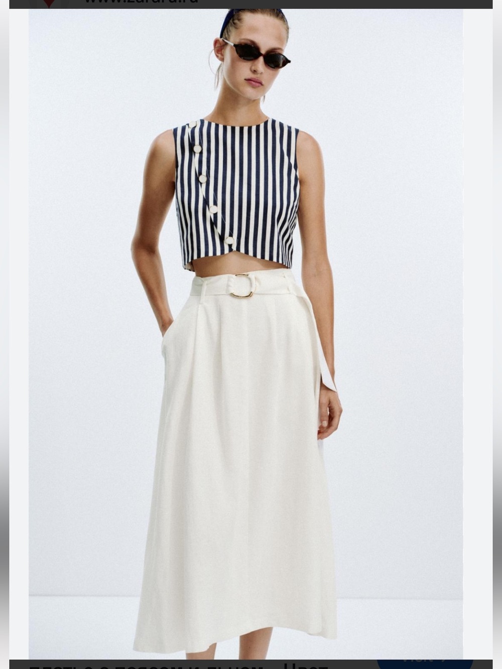 ZARA LINEN BELTED COMBINATION MIDI DRESS